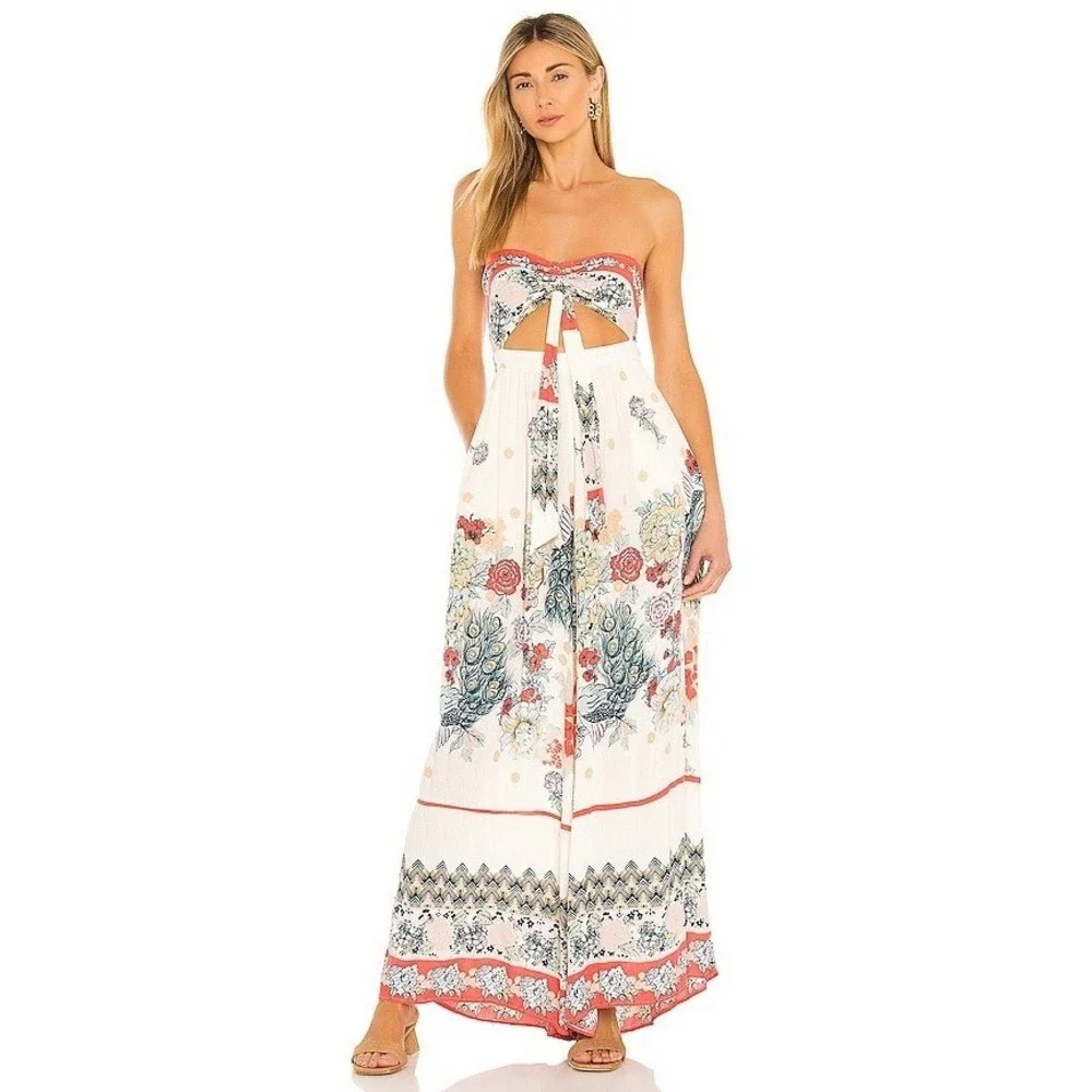 NWT Free People Strapless Bali Birds Of Paradise Jumpsuit Small/S $128